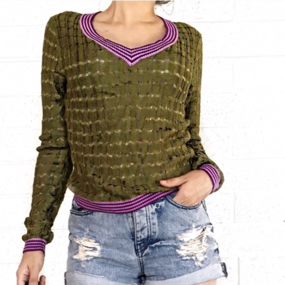 Missoni for Target Green & Purple V-neck Sweater